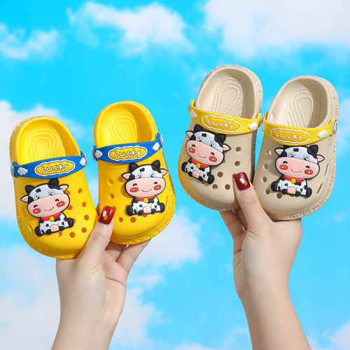poop feeling cow baby children slippers girl non-slip toddler shoes boys girls cartoon children‘s hole shoes