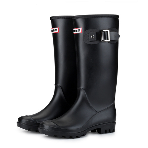 fashion waterproof rain boots women adult knee-high rain boots buckle korean long rain shoes martin boots snow boots motorcycle boots