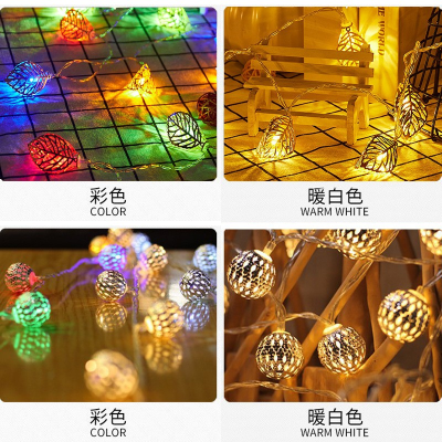 Industrial Generation Led Wrought Iron Golden Leaves Lighting Chain 3d Hollow Gold Leaves Gold Leaf Lights