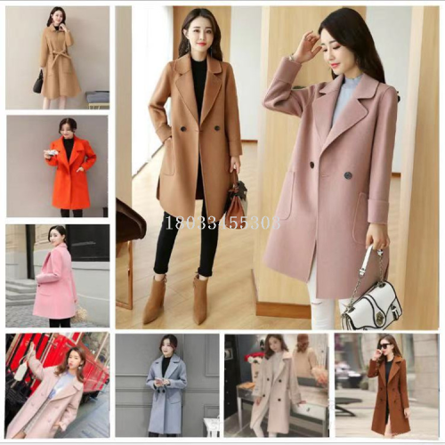 women‘s clothing in 13 lines plaids and tweedst autumn and winter mixed korean style live broadcast women‘s mid-length woolen coat stall wholesale