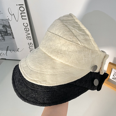 INS Internet Hot Sun Protection Sun Hat Female Ponytail Topless Hat All-Match Face Slimming Seersucker Bucket Hat