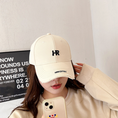 Internet Celebrity Fashion Ripped Baseball Cap Female Korean Peaked Cap Male Personality  Sun Hat Embroidery Letters