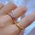 Real Gold Electroplated Diamond Geometric Ring Fashion Personality Ins Switchable Index Finger Ring Simple High Sense Ring