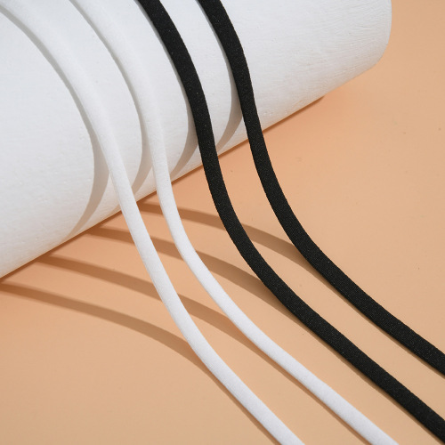 厂家直销弹力黑白松紧绳口罩耳带绳5mm环保涤纶耳绳配饰辅料批发