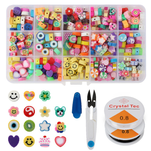 Cross-Border Amazon Mixed Soft Ceramic Beads 300 Pieces 15 Sets 10mm Soft Ceramic Beads Handmade DIY Accessories