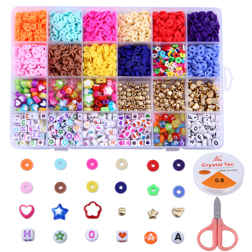 Cross-Border Direct Supply 24 Grid Soft Pottery Piece Set Soft Pottery Beaded Mixture Clay Beads DIY Making Bracelet Necklace