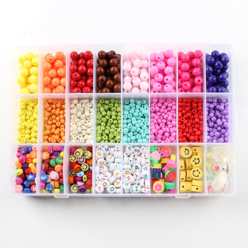 Amazon Popular 8mm Colorful Beads Glass Rice Beads Jewelry Accessories Set Combination Smiley Beads Beads Material