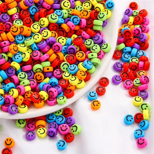 7mm Acrylic Smiley Face Flat Beads String Beads Materials Handmade Diy Bracelet/Necklace Braiding Ornament Accessories Beads Wholesale