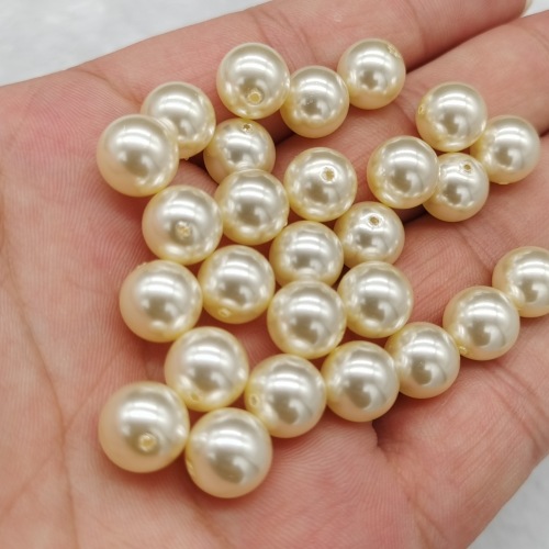 Factory Direct Sales Crystal Glass Single Hole round Pearl Half Hole Artificial Glass Pearl Earrings Hairpin DIY Accessories