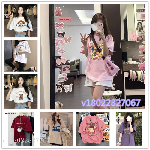 european station korean style women‘s foreign trade cartoon printed t-shirt women‘s short-sleeved summer t-shirt factory direct sales
