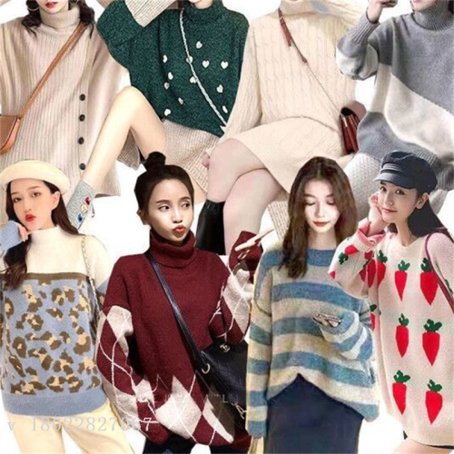 23 autumn and winter new bead yarn classic style korean style miscellaneous round neck knitted cardigan coat women‘s jackets