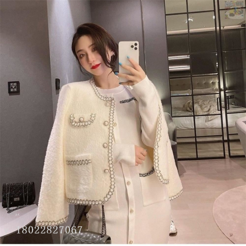 Autumn and Winter New Classic Style Korean Style Loose Mink-like Wool Solid Color Sweaters Cardigan Women Coat