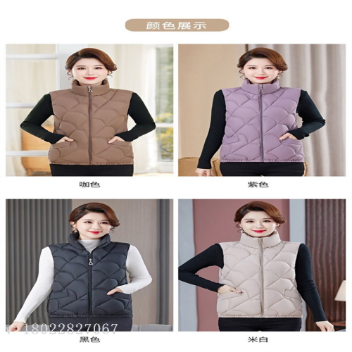 down cotton vest women‘s fall winter fashion mom vest coat loose-fitting lightweight thin vest waistcoat warm-keeping cotton clothing top