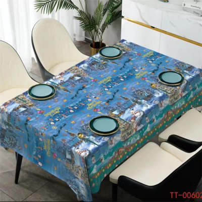[Zezhen] Christmas Tablecloth Christmas Decorations PVC Tablecloth Tablecloth Waterproof Oil-Proof Tablecloth Christmas Product