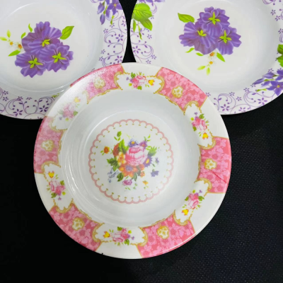 9007 Plastic Plate White Melamine Dish Imitation Porcelain Edge Plate Cold Dish Fruit Plate Thickened Shatter-Proof Foreign Trade 2 Yuan Supply