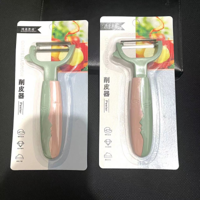 0756 Suction Card Peeler Peeler Plastic Handle Serrated Peeling Knife Fruit Melon and Fruit Paring Knife Peeler Wholesale