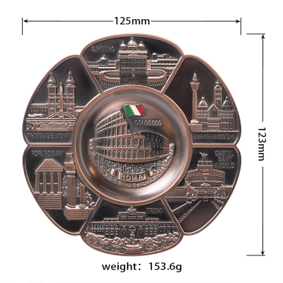 Metal Commemorative Plate Italy Roman Architecture Tourism Souvenir Home Office Desktop Display Plate Keychain