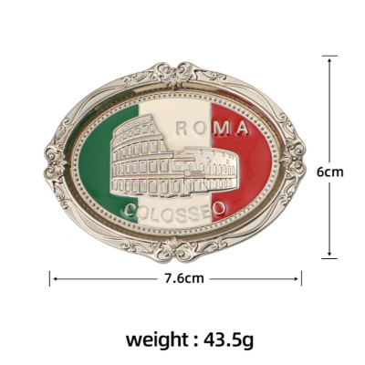 Cross-Border Magnetic Refridgerator Magnets Metal Epoxy Embossed Roman Colosseum Dubai Italy Refridgerator Magnets Keychain
