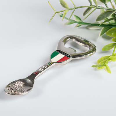Metal Spoon Italian Roman Architecture Multi-Functional Epoxy Magnet Fridge Magnet Bottle Opener Commemorative Spoon Keychain