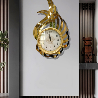 Iron clock, titanium stainless steel wall-mounted clock, light luxury clock