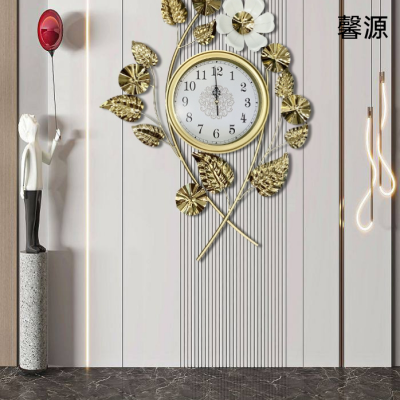 Iron wall-mounted clock, decorative clock, light luxury titanium stainless steel material