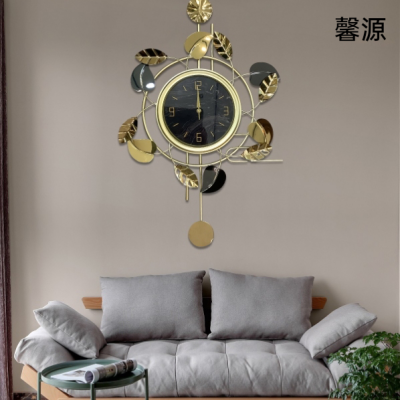 Iron wall-mounted clock, decorative clock, light luxury titanium stainless steel material