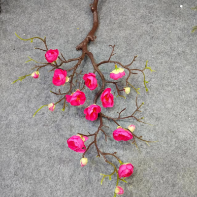 Plum Blossom Chinese Style Wintersweet Artificial Flower Plant Factory Home Decoration Wedding Bouquet Fake Flowers for Wall Decoration