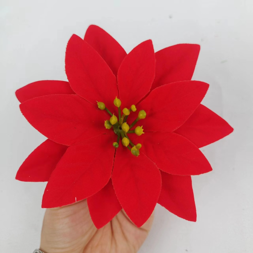 cross-border source factory in stock wholesale single-sided velvet simulation christmas flower head home decoration handmade diy christmas