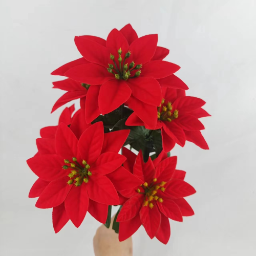 exclusive for cross-border source factory in stock wholesale single-sided velvet simulation 7 christmas flowers home decoration handmade diy