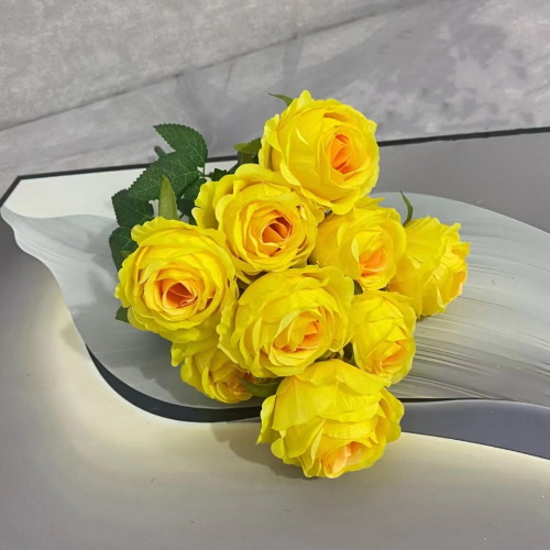 simulation 9 roses， wedding celebration decoration silk flowers， cross-border home display， plastic flowers roses artificial flowers