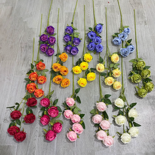 artificial flower 5 fork dream rose wedding celebration decoration fake/artificial flower cross-border plastic flowers outdoor landscape silk flower