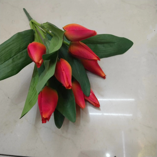 simulation direct sales 9-head small pointed plastic tulip indoor and outdoor wedding celebration decoration diy floriculture and fake flower plastic flowers