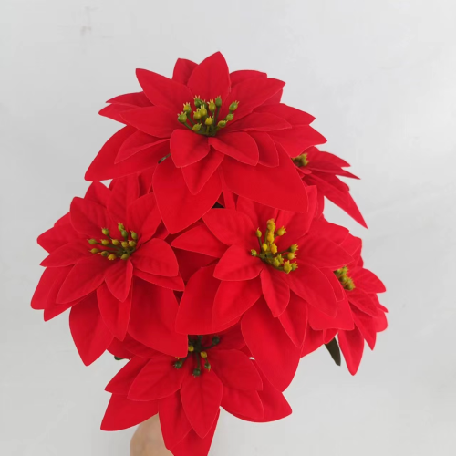 exclusive for cross-border source factory in stock wholesale single-sided velvet simulation 7 christmas flowers home decoration handmade diy