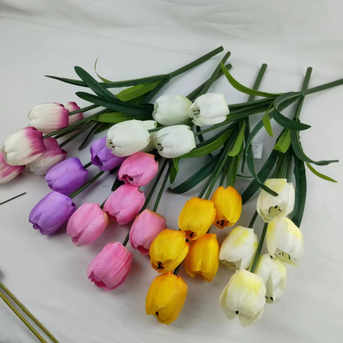 wholesale single 5-head tulip direct factory indoor and outdoor decoration diy flower wall shooting props fake flower and plastic flower