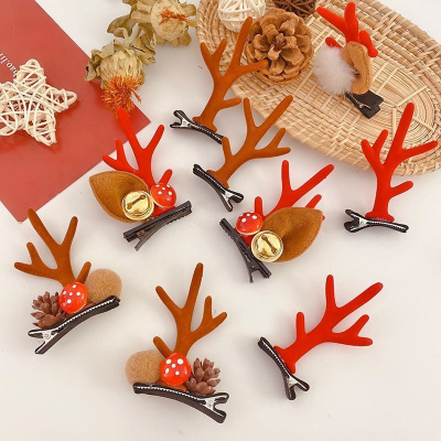 Christmas Decorative Hair Bands Clip Hairware Antlers Children's Small Jewelry Elk Plush Barrettes Girl Side Clip Top Clip