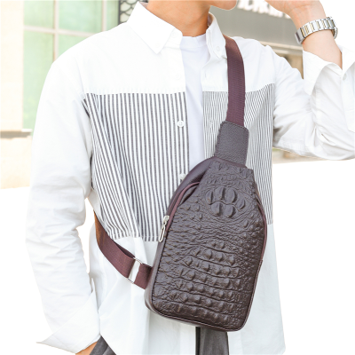 Pu Leather Texture Men's Chest Bag Korean Fashion Trendy Shoulder Messenger Bag New Casual Sports Small Backpack
