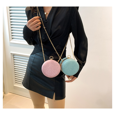 Color round Sequins Small round Handbag Ladies Bag Dinner Chain Bag All-Matching Western Style Crossbody Lipstick Pack