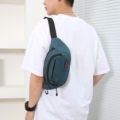 Trendy Men's Bag Stylish and Versatile Lightweight Belt Bag Pure Color All-Matching Nylon Cloth Shoulder Chest Bag
