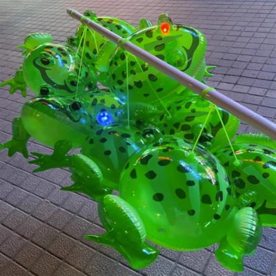 Internet Celebrity Inflatable Frog Balloon Batch Luminous Little Frog Son Baby Toy Stall Elastic String Bouncing Blowing
