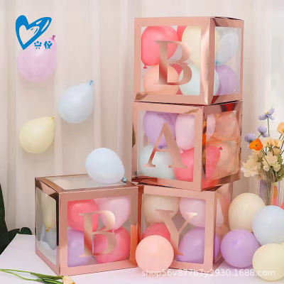 Cross-Border Internet Celebrity Transparent Box Baby Birthday 26 Letters Love Graduation Wedding Decoration Baby Balloon Box