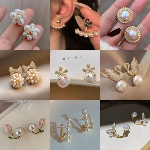 love pearl 925 silver stud earrings sweet tassel dignified flowers earrings for women trendy gentle and all-match earrings wholesale