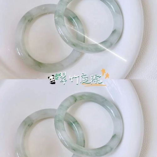 xiaohongshu same style green bamboo courtyard glass imitation jade round bar bracelet thick type jingle bracelet ancient style han chinese clothing one piece dropshipping