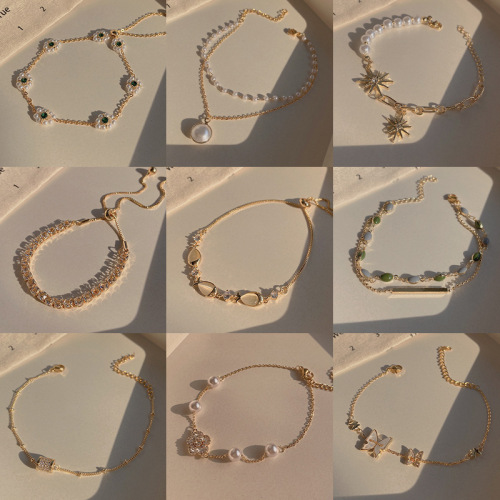 south korea vintage pearl bracelet female ins style high sense niche titanium steel bracelet couple bracelet hand jewelry wholesale