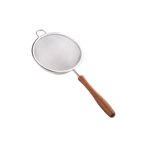 cross-border 304 stainless sieve wooden handle filter net complementary food fruit milk tea leakage powder sieve baking tools