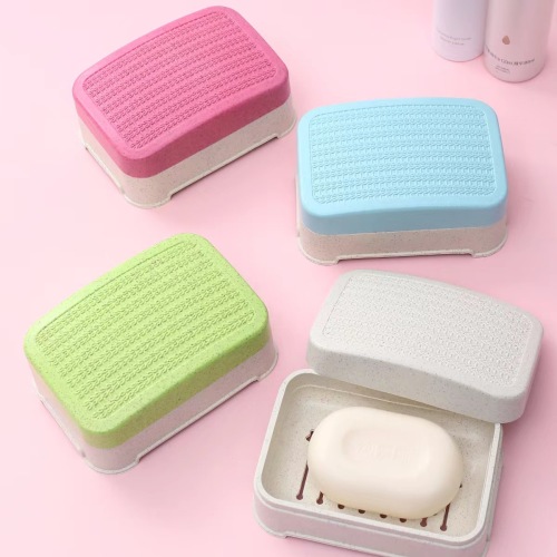 带盖时尚麦香皂盒浴室厨房沥水皂盒沥水皂盘