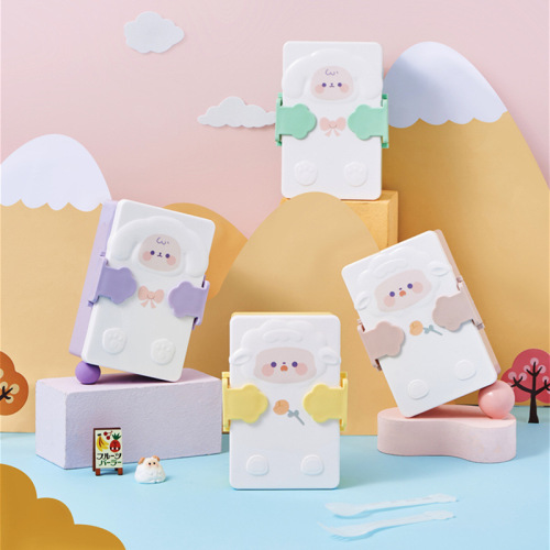 新品卡通分格饭盒创意塑料带盖便携学生便当盒可微波宝宝辅食盒