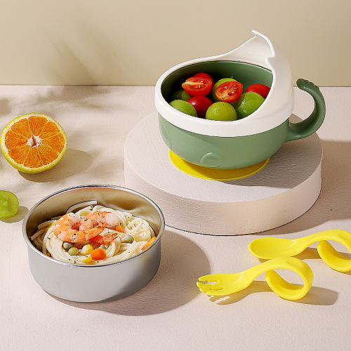 8423 304不锈钢婴儿保温碗辅食碗宝宝餐盘吸盘碗儿童餐具母婴礼品