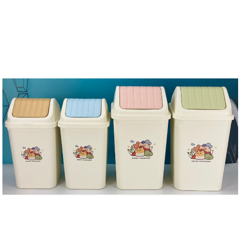 8133塑料按压弹盖垃圾桶家用办公室纸篓印花加厚卫生间厨房垃圾桶