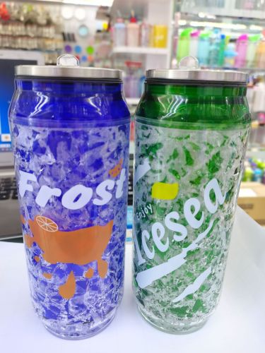 8393夏日网红碎冰杯芒果杯创意时尚可乐杯双层塑料水杯推管冰杯