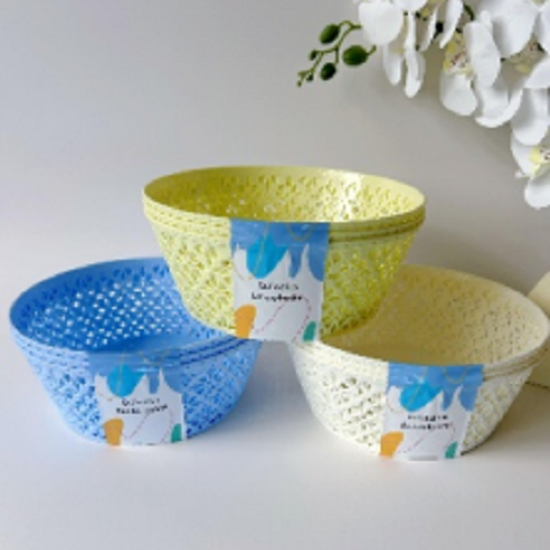 8166创意炫彩镂空花边水果篮 时尚水果盘糖零食盘塑料干收纳篮